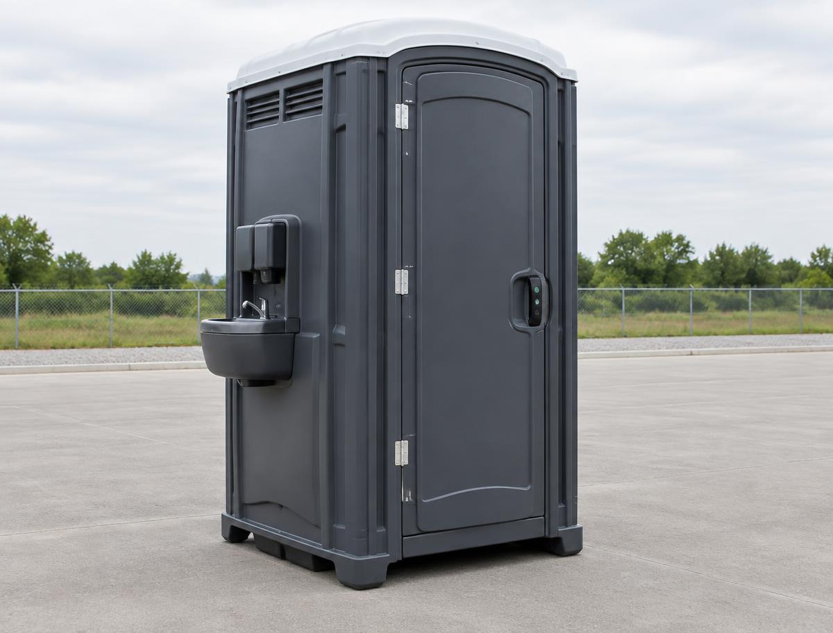 Charcoal deluxe portable toilet with exterior wash basin